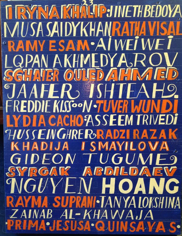 Artist Bob and Roberta Smith's painting to mark International Day to End Impunity