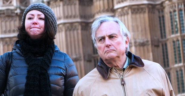 Richard Dawkins and ex-Muslim campaigner Maryam Namazie at a rally in support of free expression, London, February 2012. Image Demotix/Peter Marshall