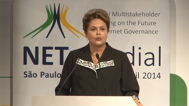 Brazilian President Dilma Rouseff spoke at the opening of NETmundial. 