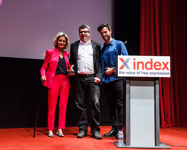 Martha Lane Fox, Tamas Bodoky and Jolyon Rubinstein (Photo: Alex Brenner for Index on Censorship)