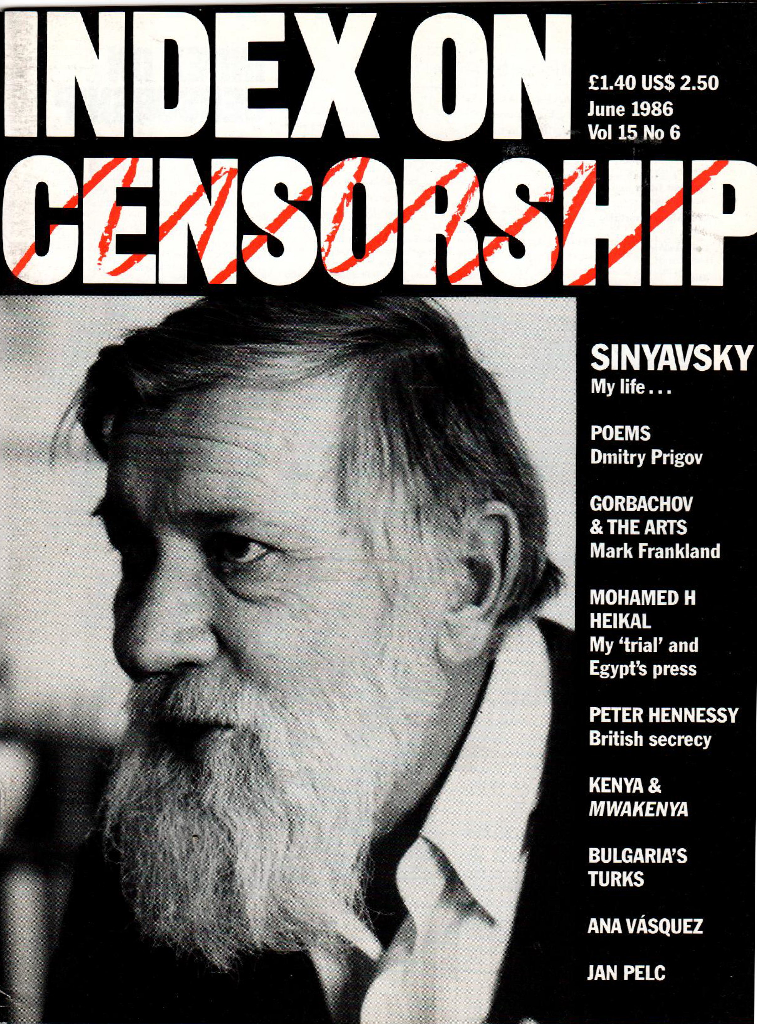 Andrei Sinyavsky: My life – June 1986 Andrei Sinyavsky: My life, the June 1986 issue of Index on Censorship magazine.