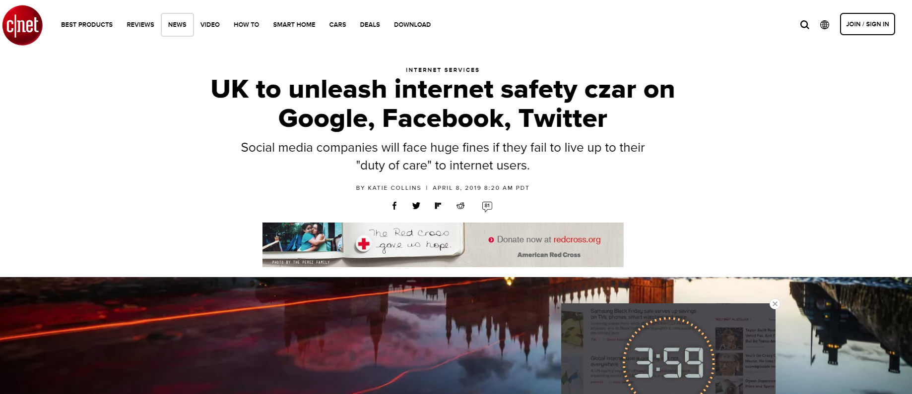 UK to unleash internet safety czar on Google, Facebook, Twitter (CNET, 8 April 2019)