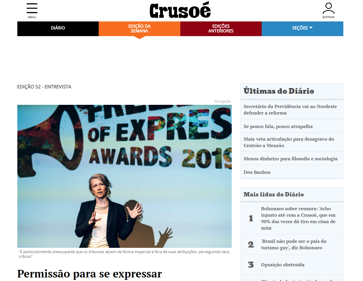 Permissão para se expressar (Crusoe, 26 April 2019)