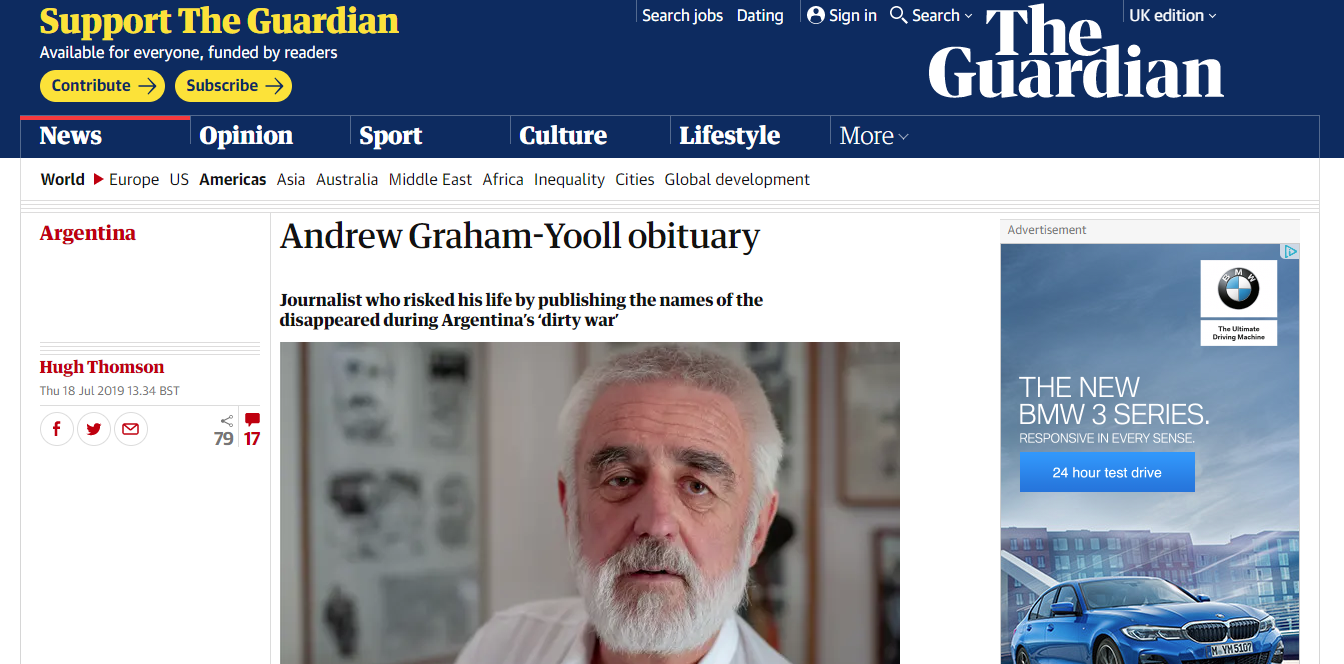 Andrew Graham-Yooll obituary (The Guardian)