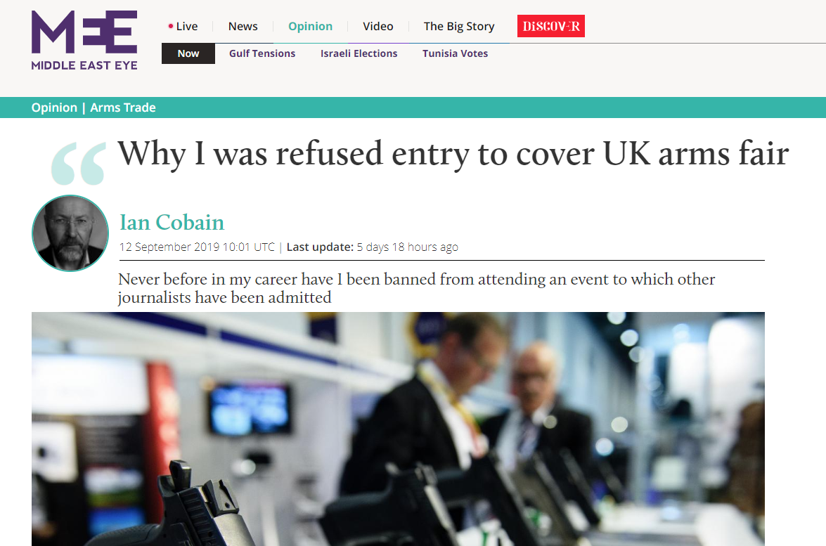 Why I was refused entry to cover UK arms fair (Middle East Eye)