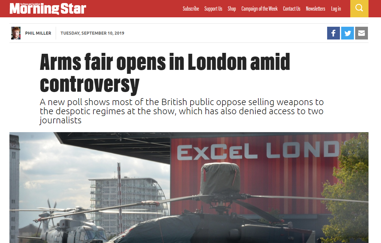 Arms fair opens in London amid controversy (Morning Star)