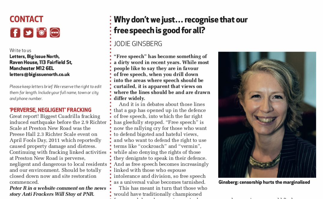Why don’t we just… recognise that our free speech is good for all? (Big Issue North)
