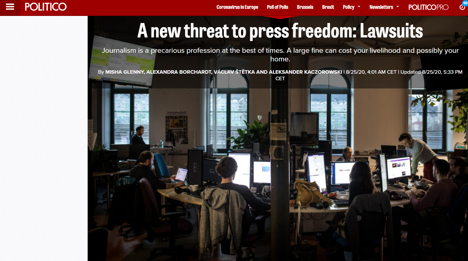 A new threat to freedom: Lawsuits (Politico)