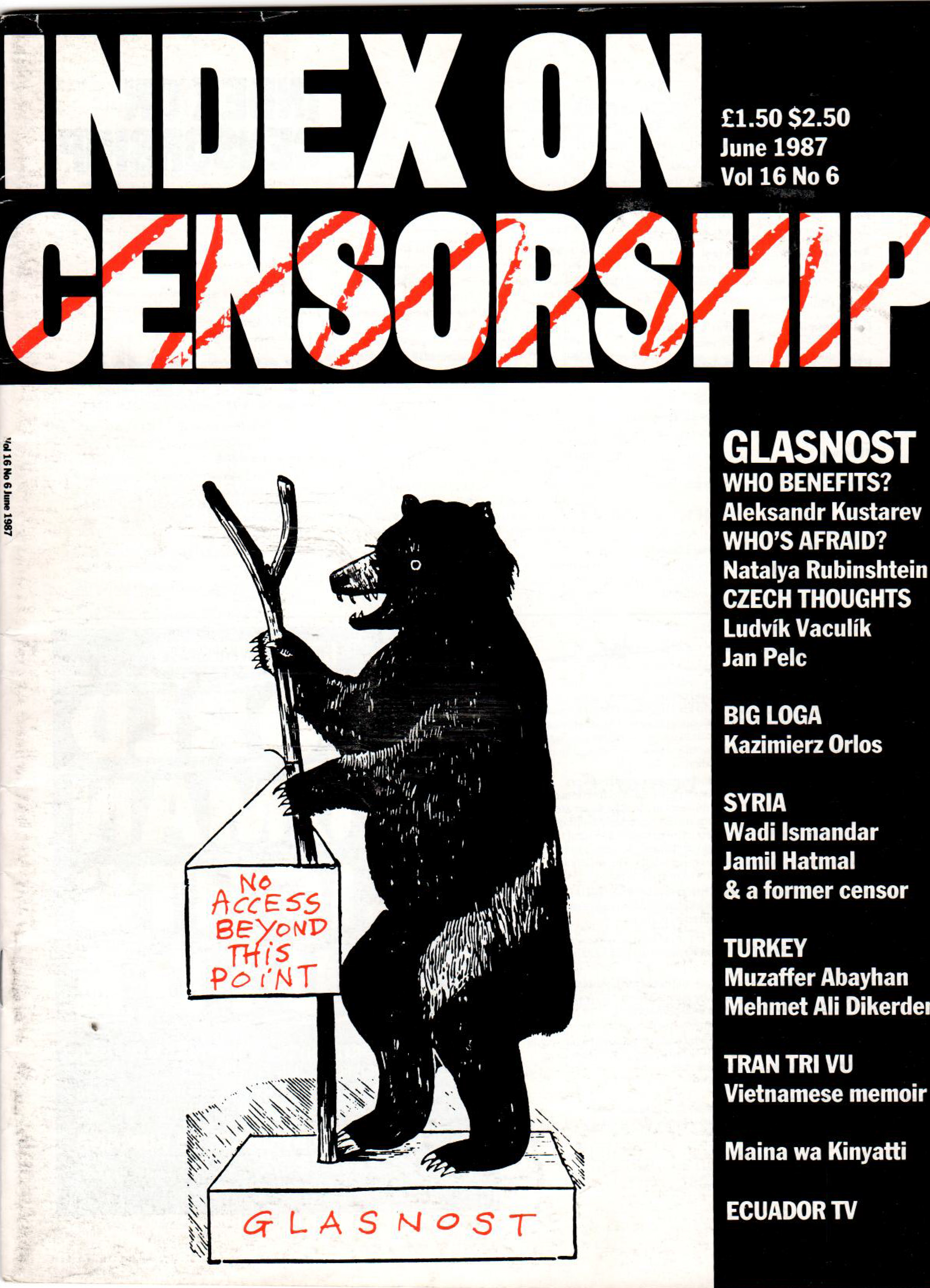 Glasnost: Who benefits?, the June 1987 issue of Index on Censorship magazine.