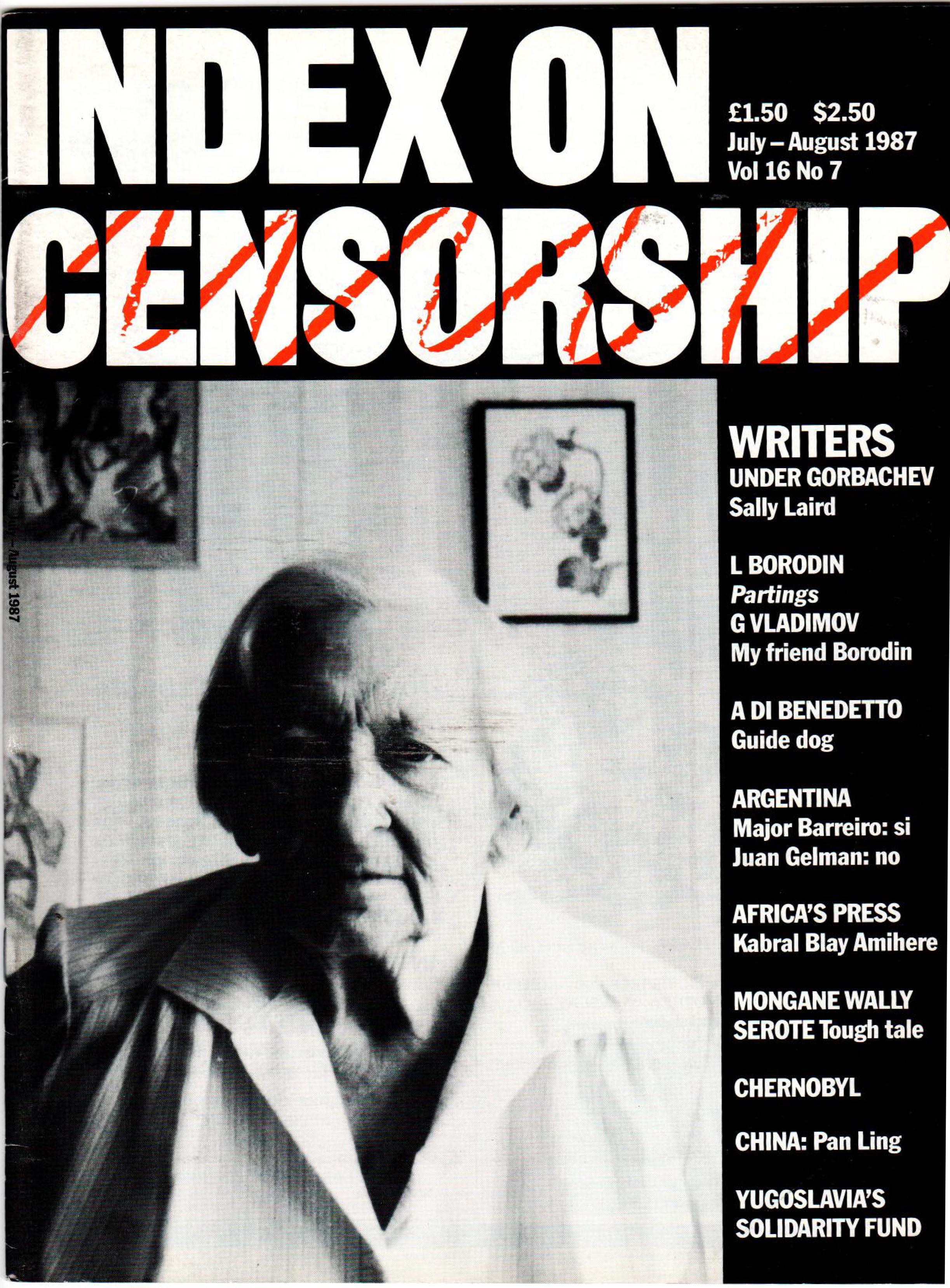 Writers under Gorbachev, the July 1987 issue of Index on Censorship magazine.