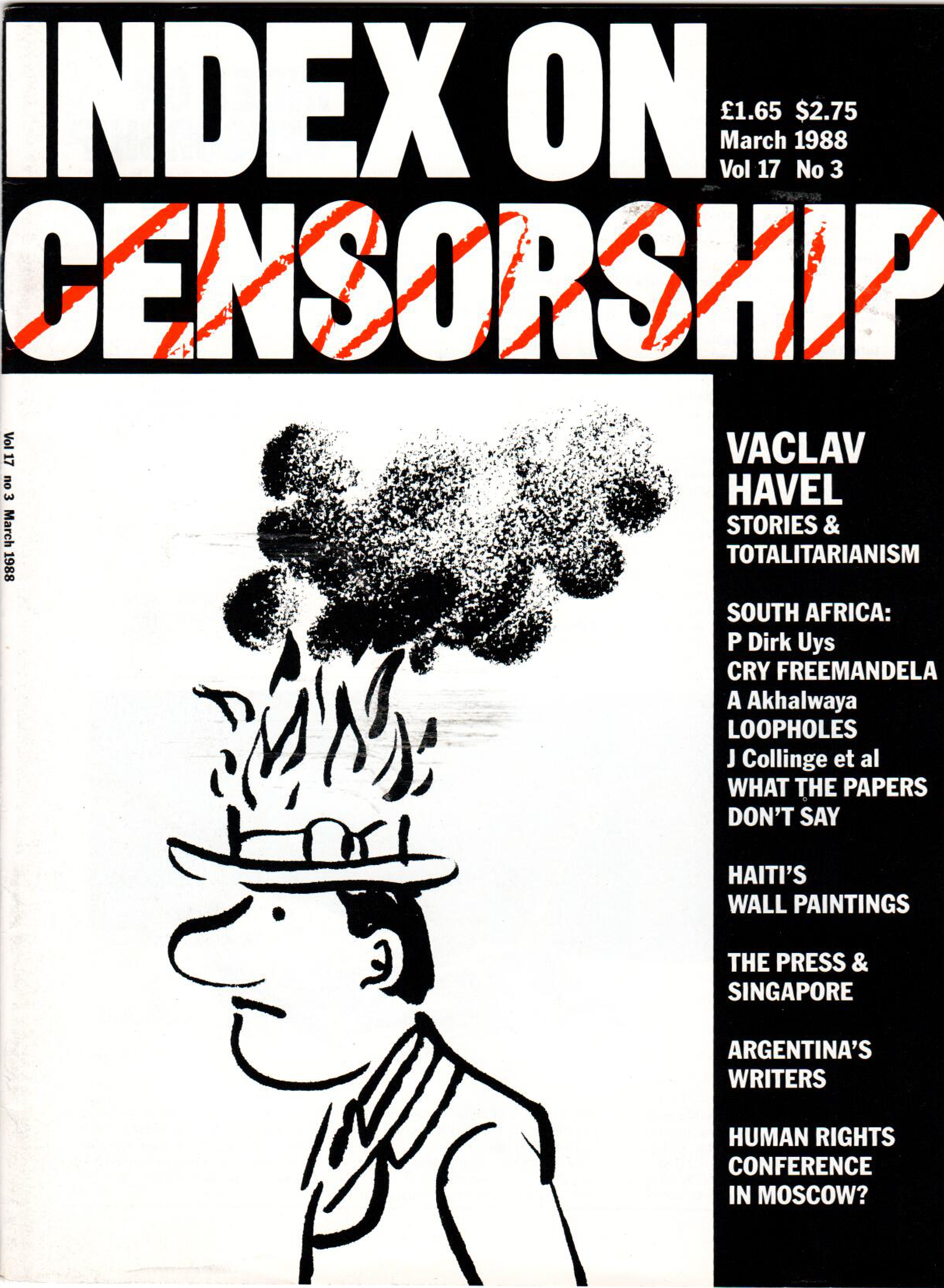 Vaclav Havel: Stories & totalitarianism, the March 1988 issue of Index on Censorship magazine.