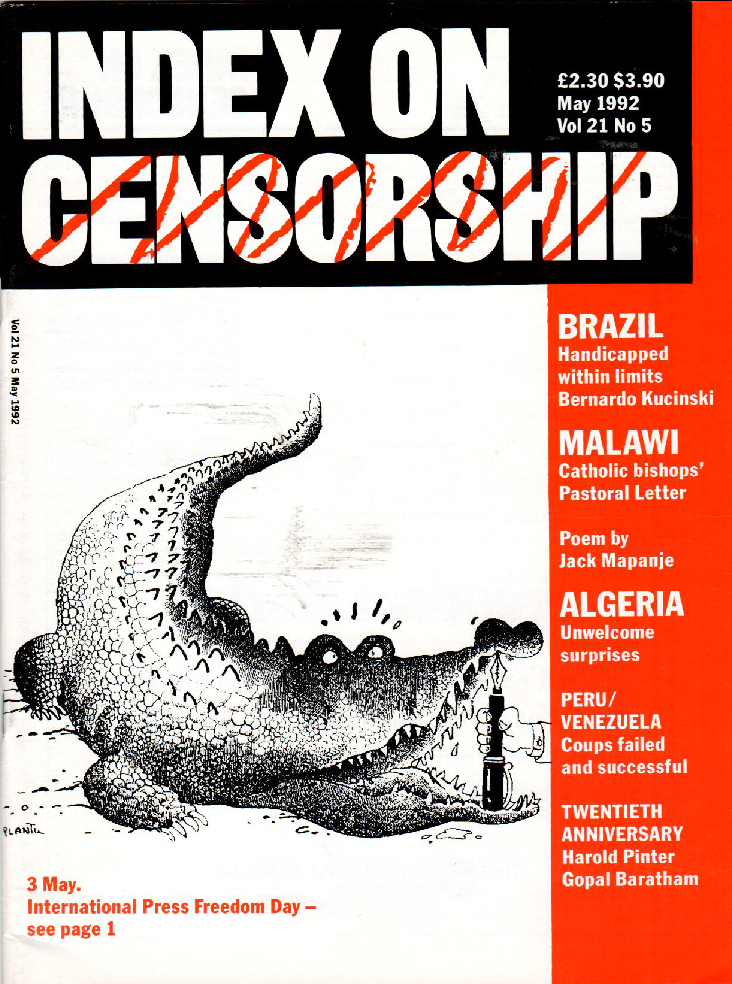 Brazil: Handicapped within limits, the May 1992 issue of Index on Censorship magazine.