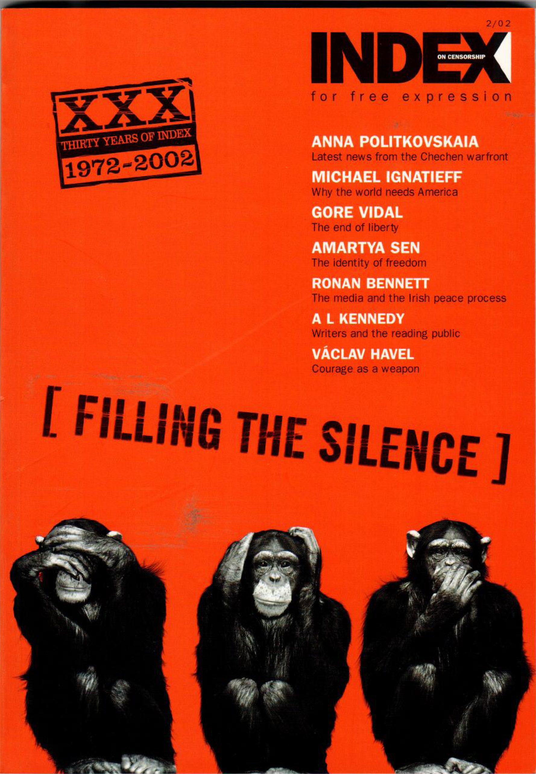 Filling the silence: 30 years of Index, the summer 2002 issue of Index on Censorship.