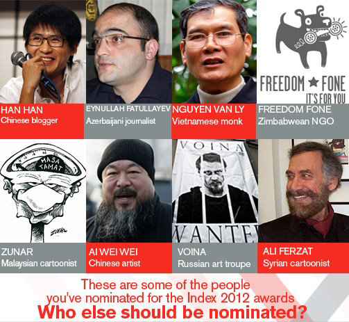 Last chance to nominate: Freedom of Expression Awards 2012