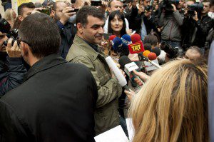 Athens, Greece. 29th October 2012 -- Greek Journalist Kostas Vaxevanis has his trial postponed. Stathis Kalligeris | Demotix
