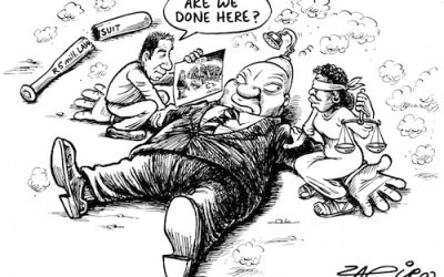 South Africa’s president Zuma drops libel case over “rape” cartoon