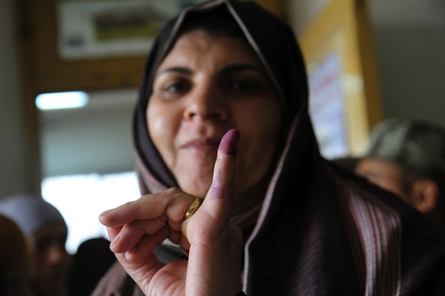 15 December: An Egyptian woman votes on the new constitution in Cairo. Sniperphoto Agency | Demotix