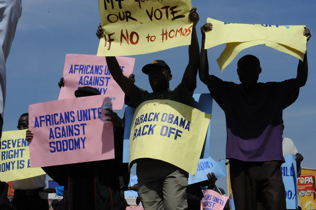 Hundreds of Ugandans took to the streets in support of the government's proposed anti-homosexuality bill in 2009 (Image: Edward Echwalu/Demotix)