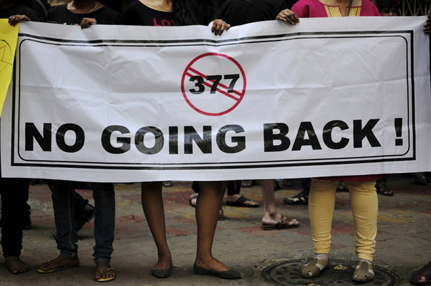 From a protest in Mumbai against India's Supreme Court reinstating a law, among other things, banning gay sex (Image: Abhishek Chinnappa/Demotix) 