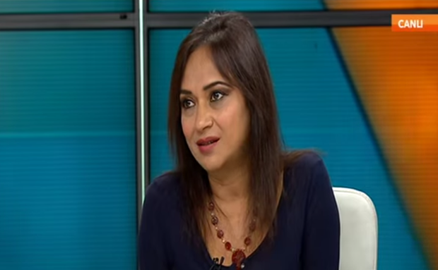 Amberin Zaman during a TV appearance (Image: serm canker/YouTube) 