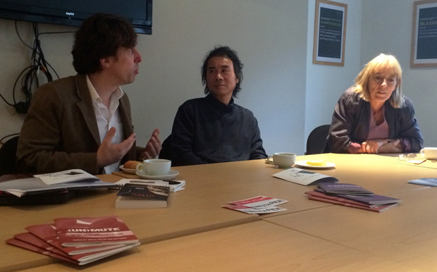 From left to right: Harvey Tomlinson from MakeDo Publishing, Chen Xiwo and translator, Nicky Harman at Free Word. (Pic: Aimée Hamilton) 