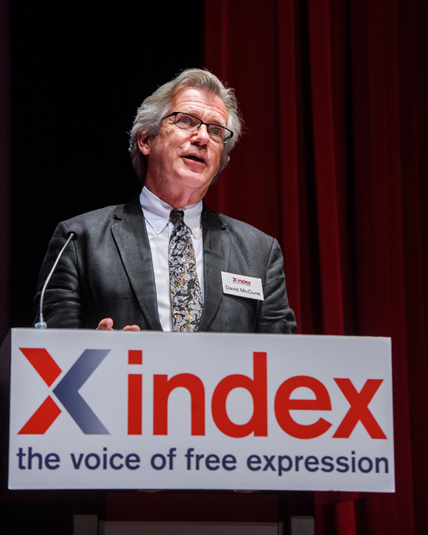 Index board member and director of Sage Publications presented the special award at the ceremony in London (Photo: Alex Brenner for Index on Censorship) 
