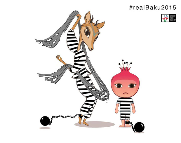 The Sport for Rights campaign's take on Baku European Games mascots Jeyran and Nar. (Image: Sport for Rights)