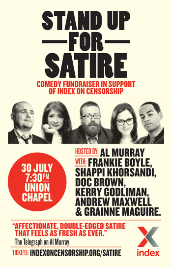 30 July: Stand Up For Satire in support of Index on Censorship