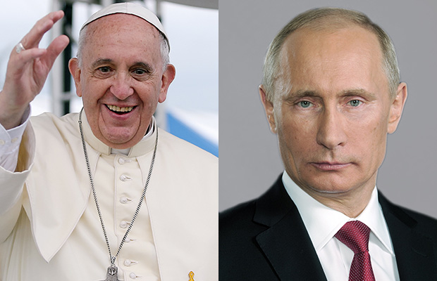 Pope Francis met with Russian President Vladimir Putin (Photos: Pope Francis: Korean Culture and Information Service/Wikimedia Commons; Vladimir Putin: Kremlin.ru/Wikimedia Commons)
