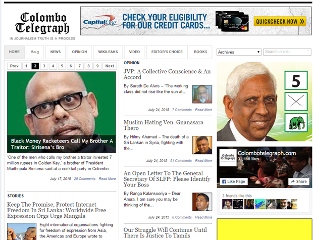 Sri Lanka: Colombo Telegraph facing censorship despite presidential promise