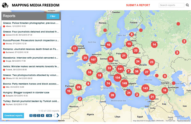 Mapping Media Freedom: 2015 was “tumultuous” for media workers