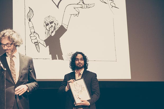 Pianist James Rhodes and 2016 Freedom of Expression Arts Award winner Murad Subay (Photo: Elina Kansikas for Index on Censorship)