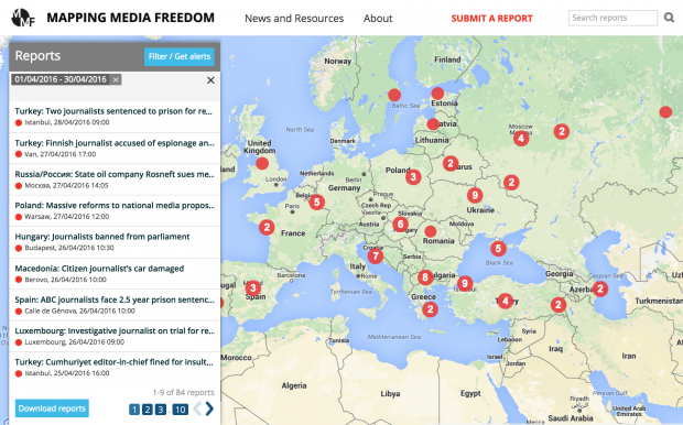 April was busiest month on record for Mapping Media Freedom