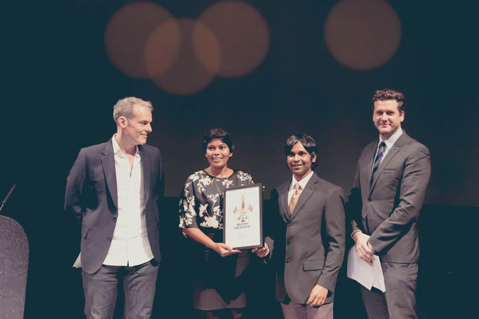 SAGE Publishing's Ziyad Marar, 2017 Freedom of Expression Award Journalism Fellow Zaheena Rasheed, Maldives Independent's Ahmed Naish, CNN London bureau chief Tommy Evans (Photo: Elina Kansikas for Index on Censorship)