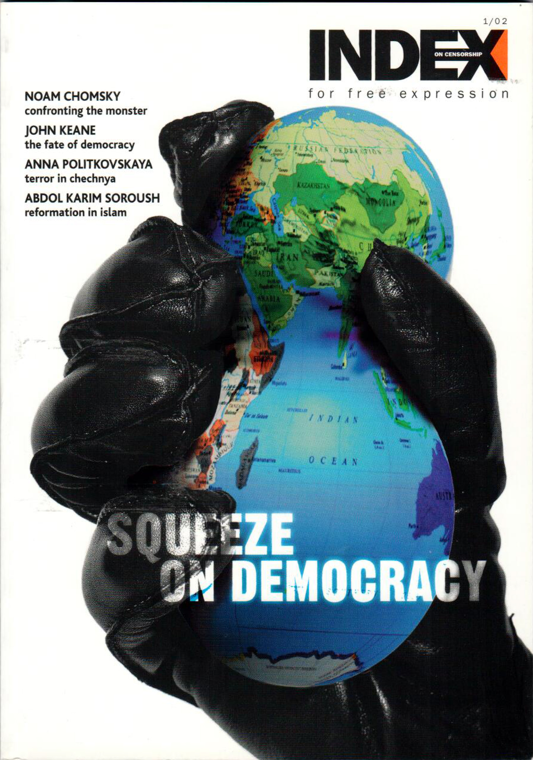 Squeeze on democracy, the spring 2002 issue of Index on Censorship magazine.