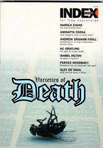 Varieties of death, the winter 2002 issue of Index on Censorship magazine.