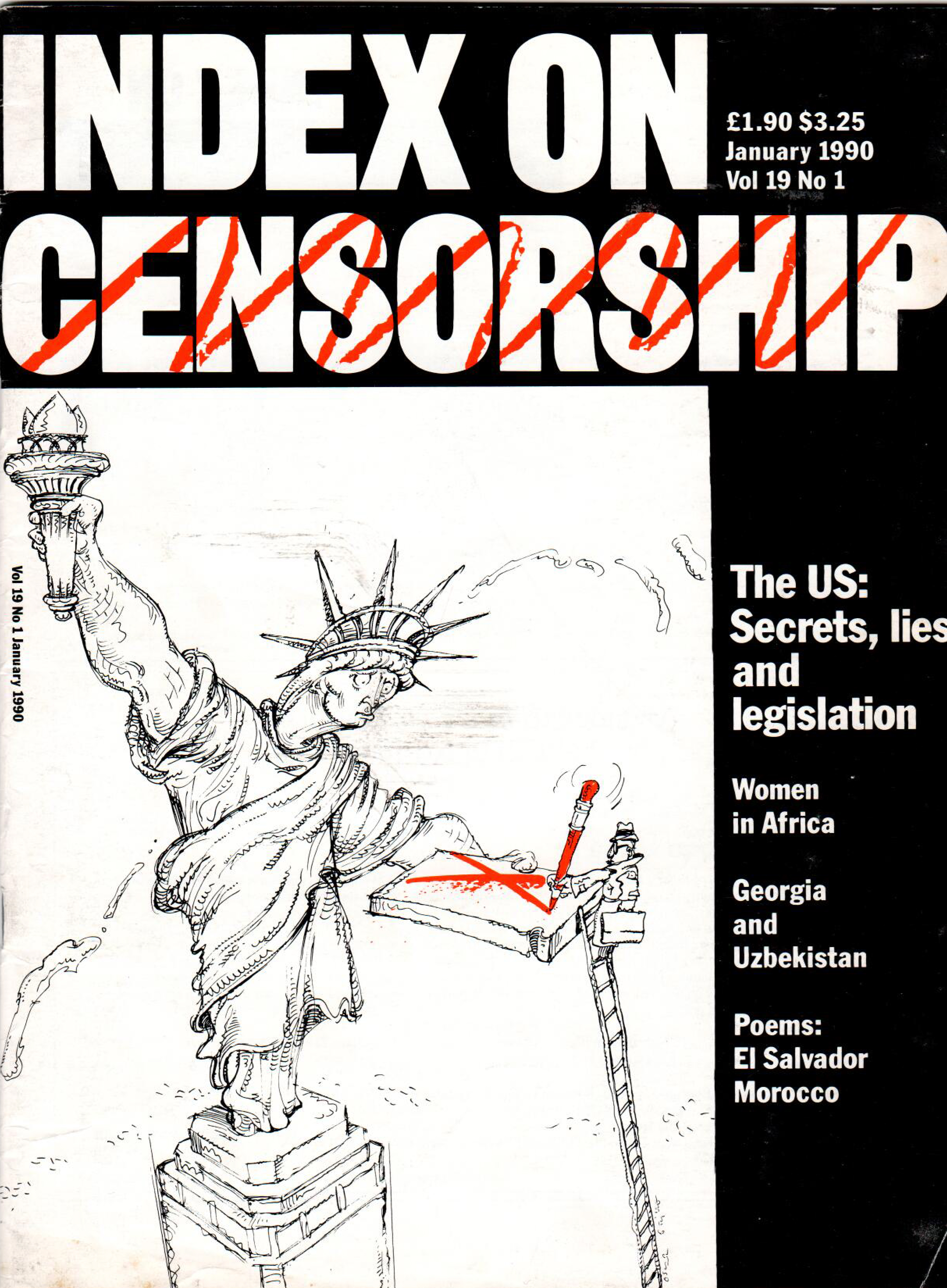 The US: Spies, lies and legislation, the January 1990 issue of Index on Censorship magazine.