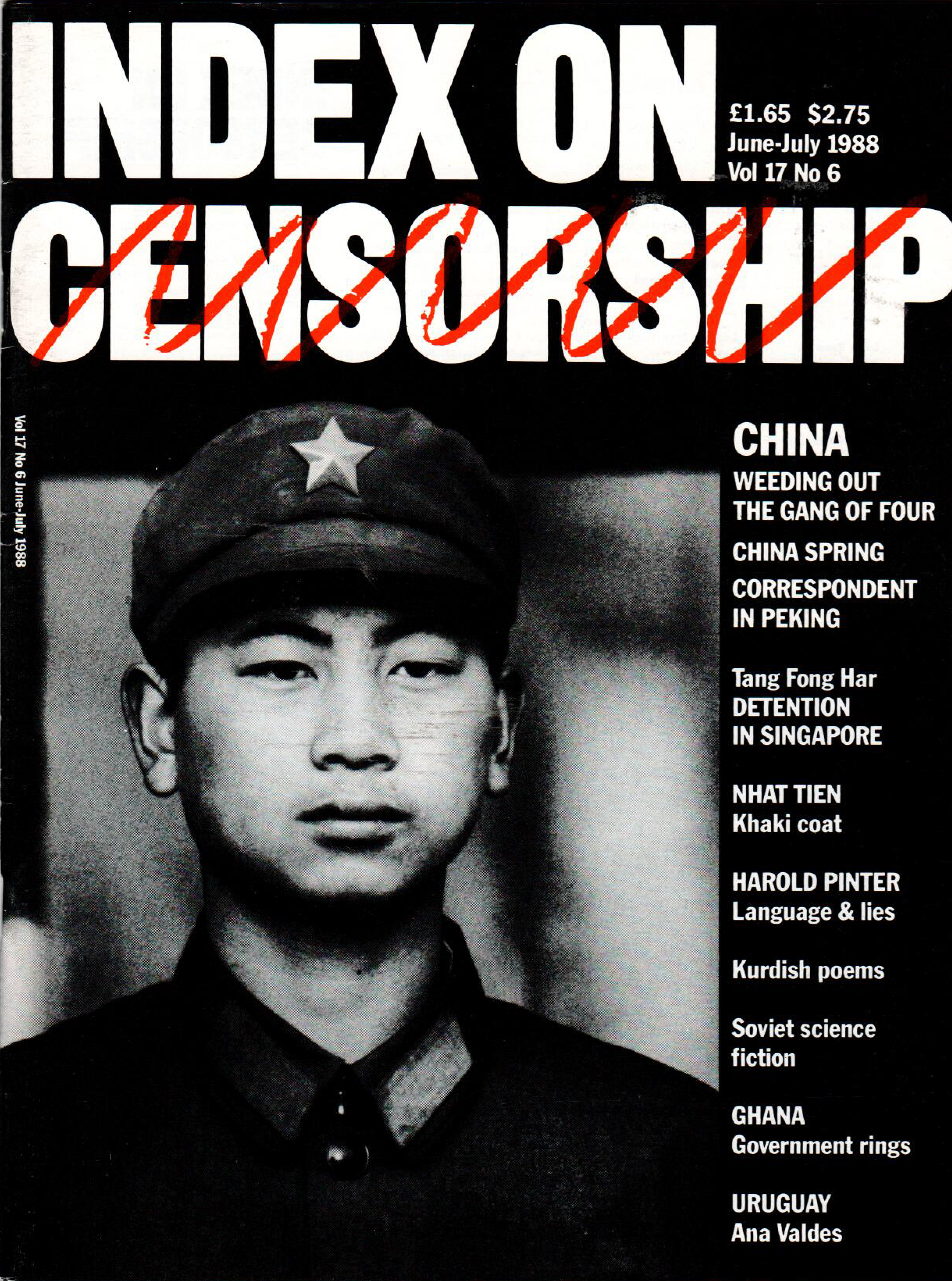 China: Weeding out the gang of four, the June 1988 issue of Index on Censorship magazine.