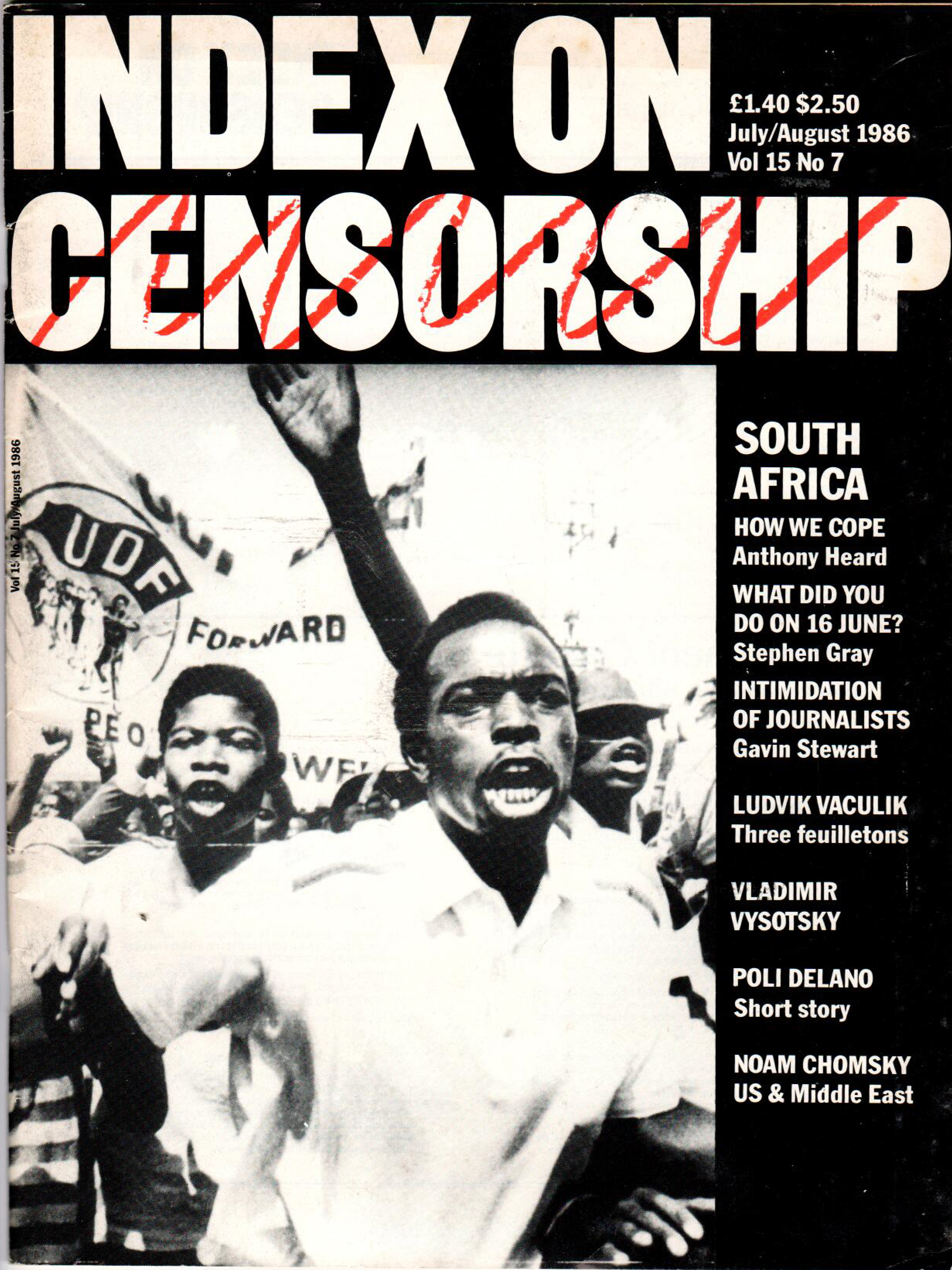 South Africa: How we cope, the July/August 1986 issue of Index on Censorship magazine.