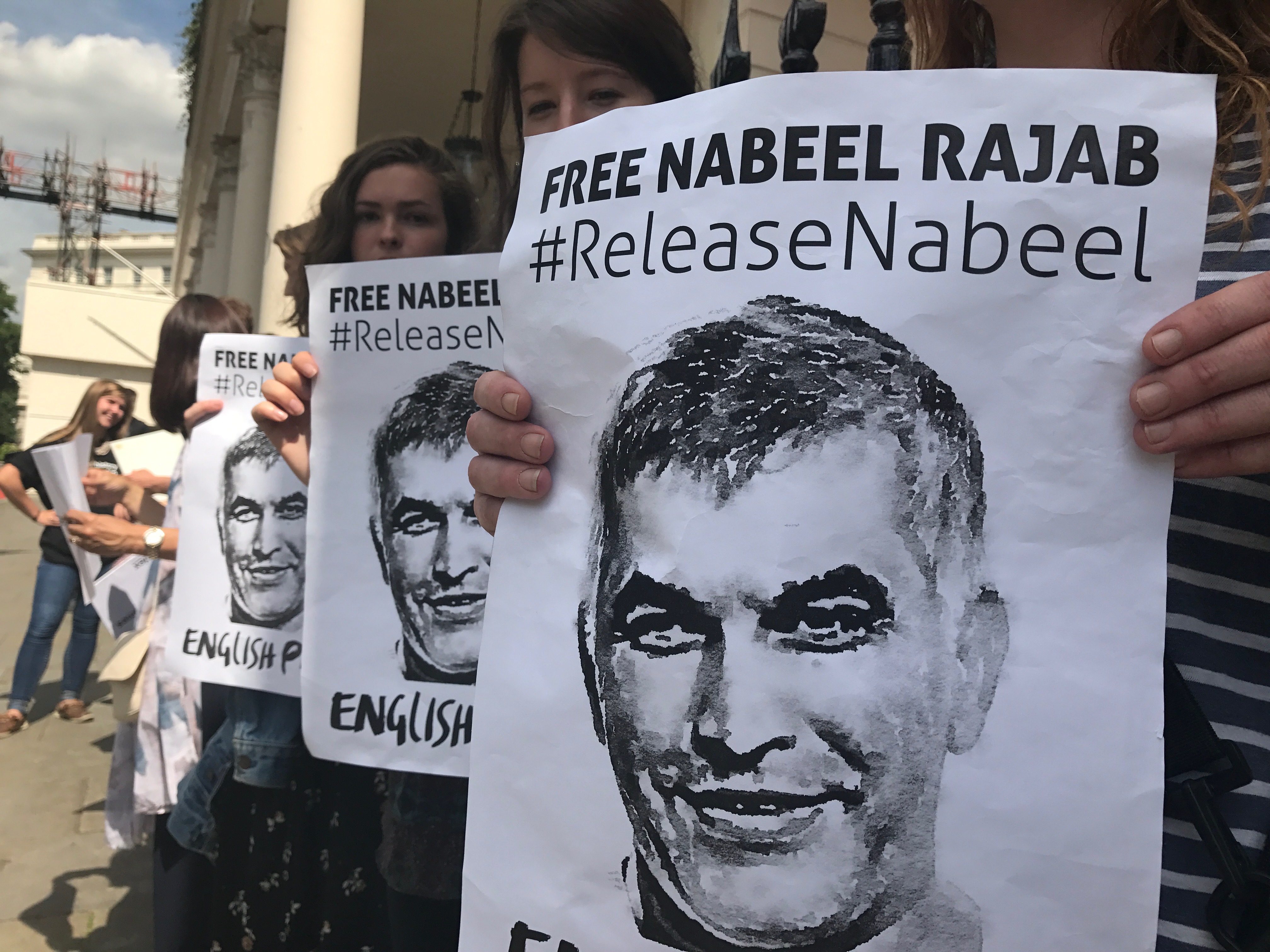 London protest marks a year in prison for Nabeel Rajab