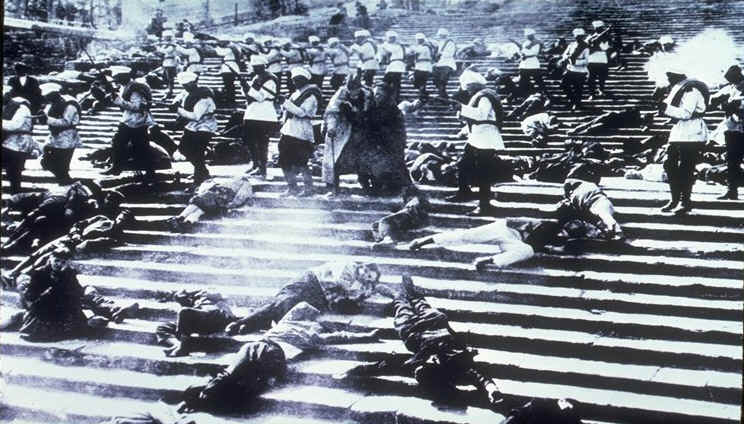 A still from Sergei Eisenstein's 1925 film, Battleship Potemkin, portraying a massacre that never happened. Credit: Wikimedia