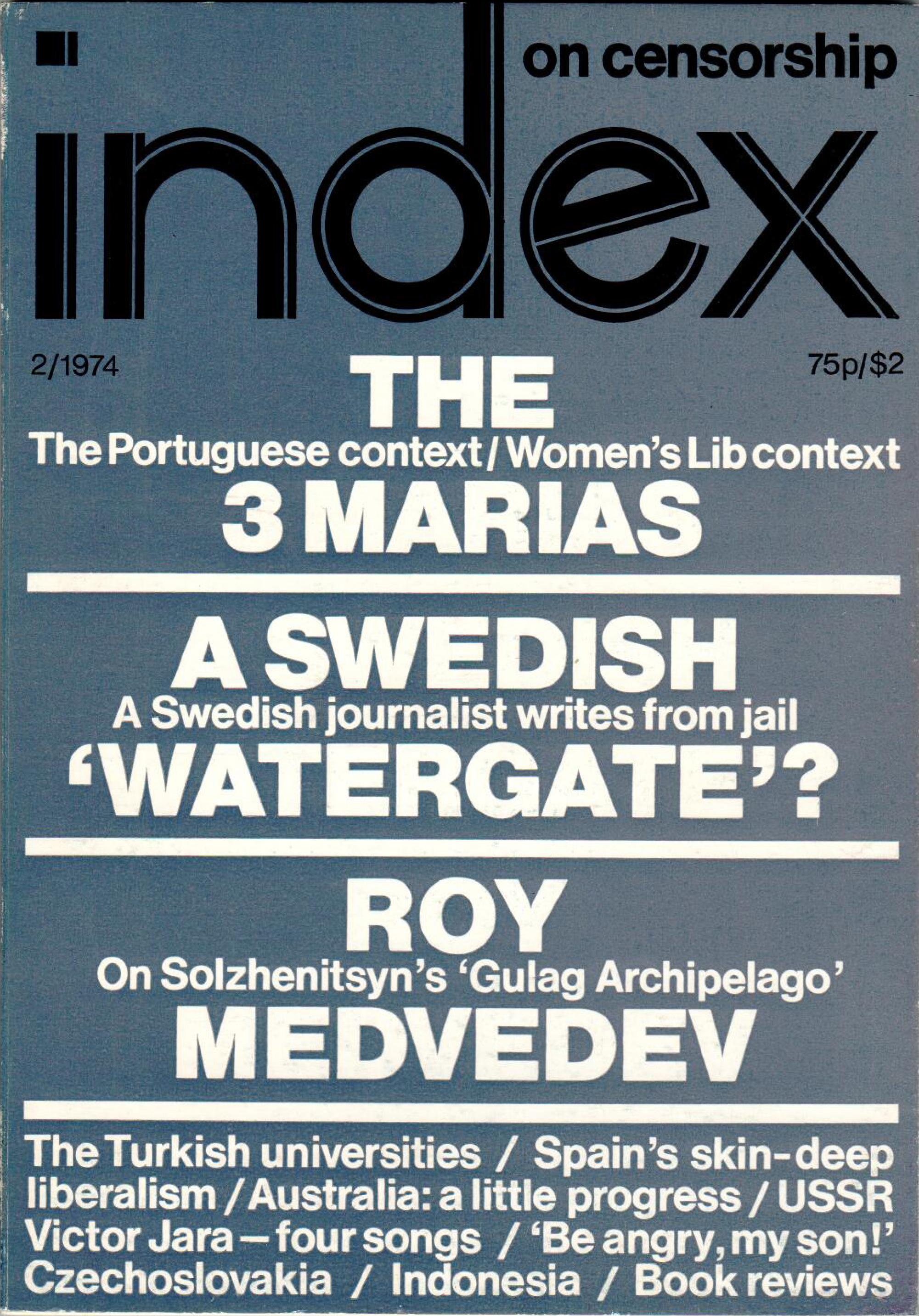 The 3 Marias, the Summer 1974 issue of Index on Censorship magazine