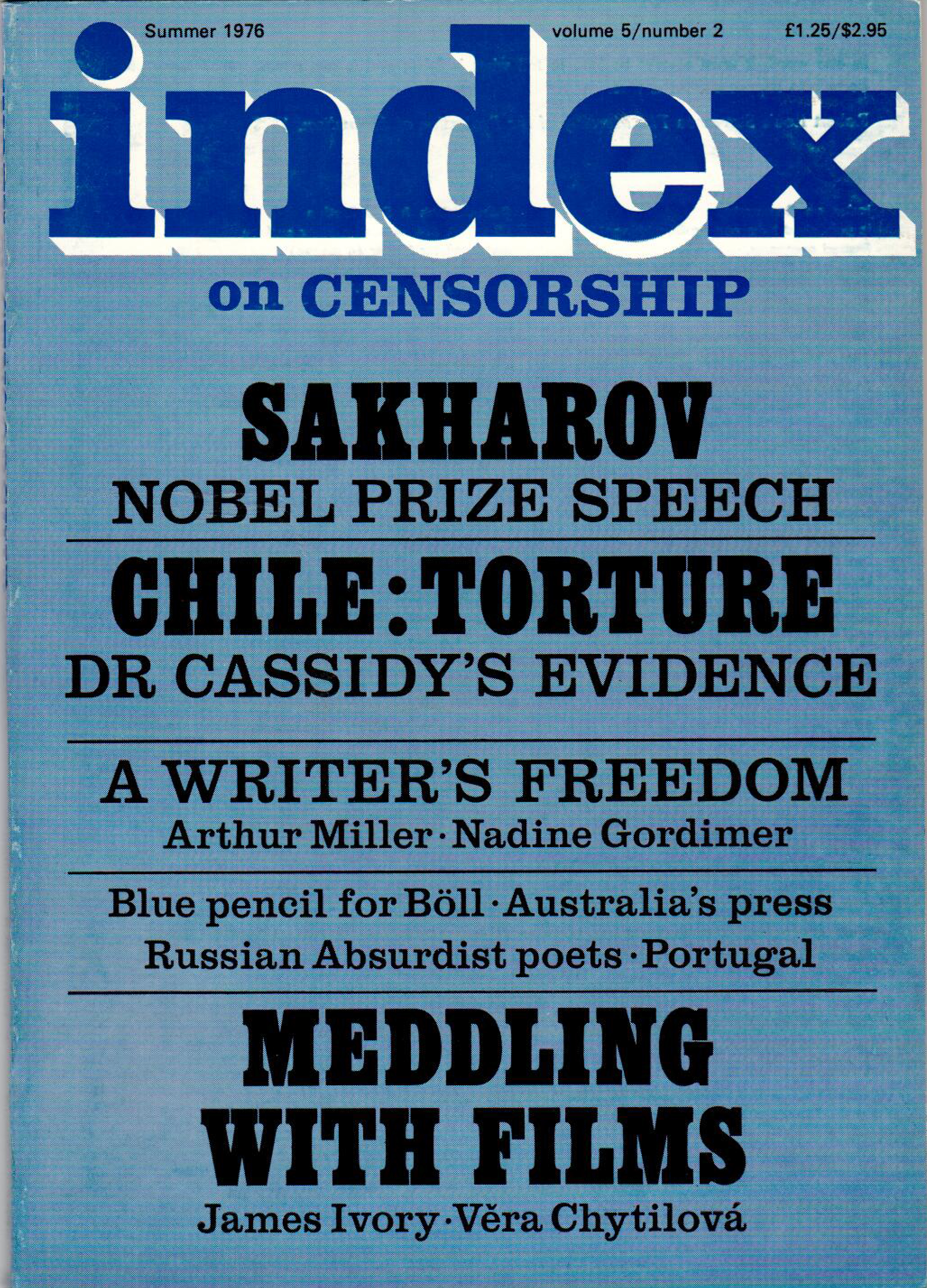 Sakharov Nobel Prize speech, the Summer 1976 issue of Index on Censorship magazine