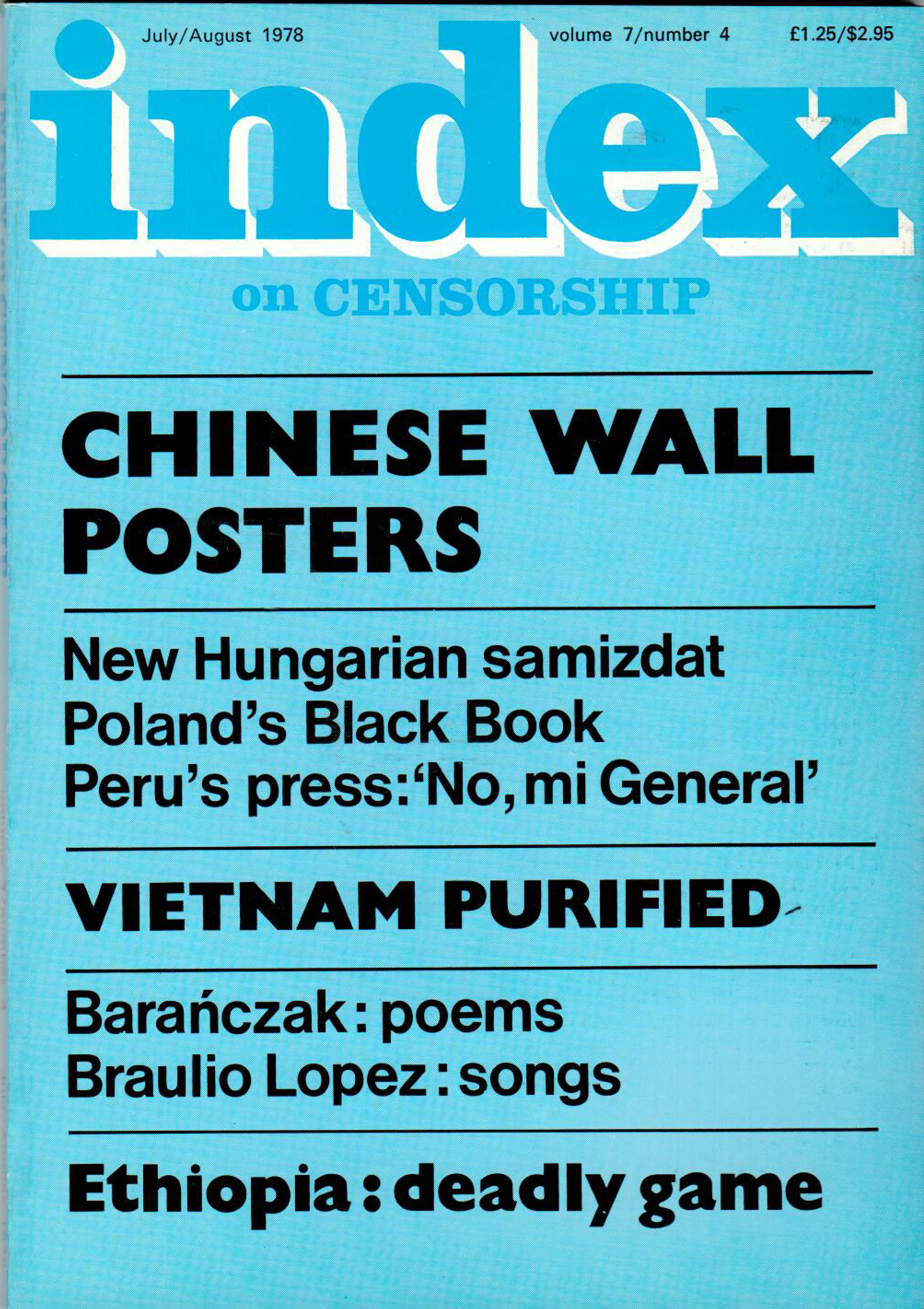 Chinese wall posters, the July 1978 issue of Index on Censorship magazine