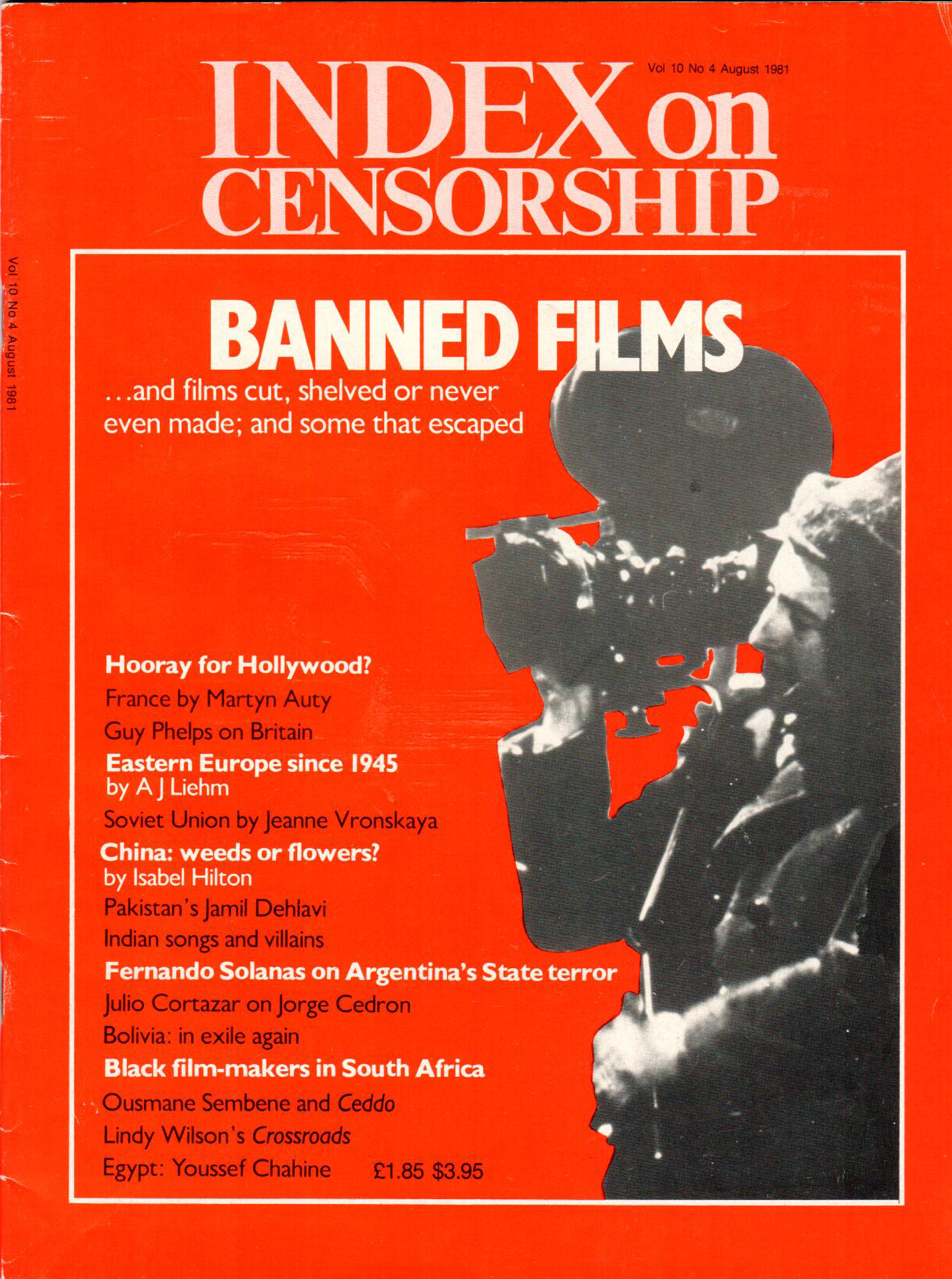 Banned films, the August 1981 issue of Index on Censorship