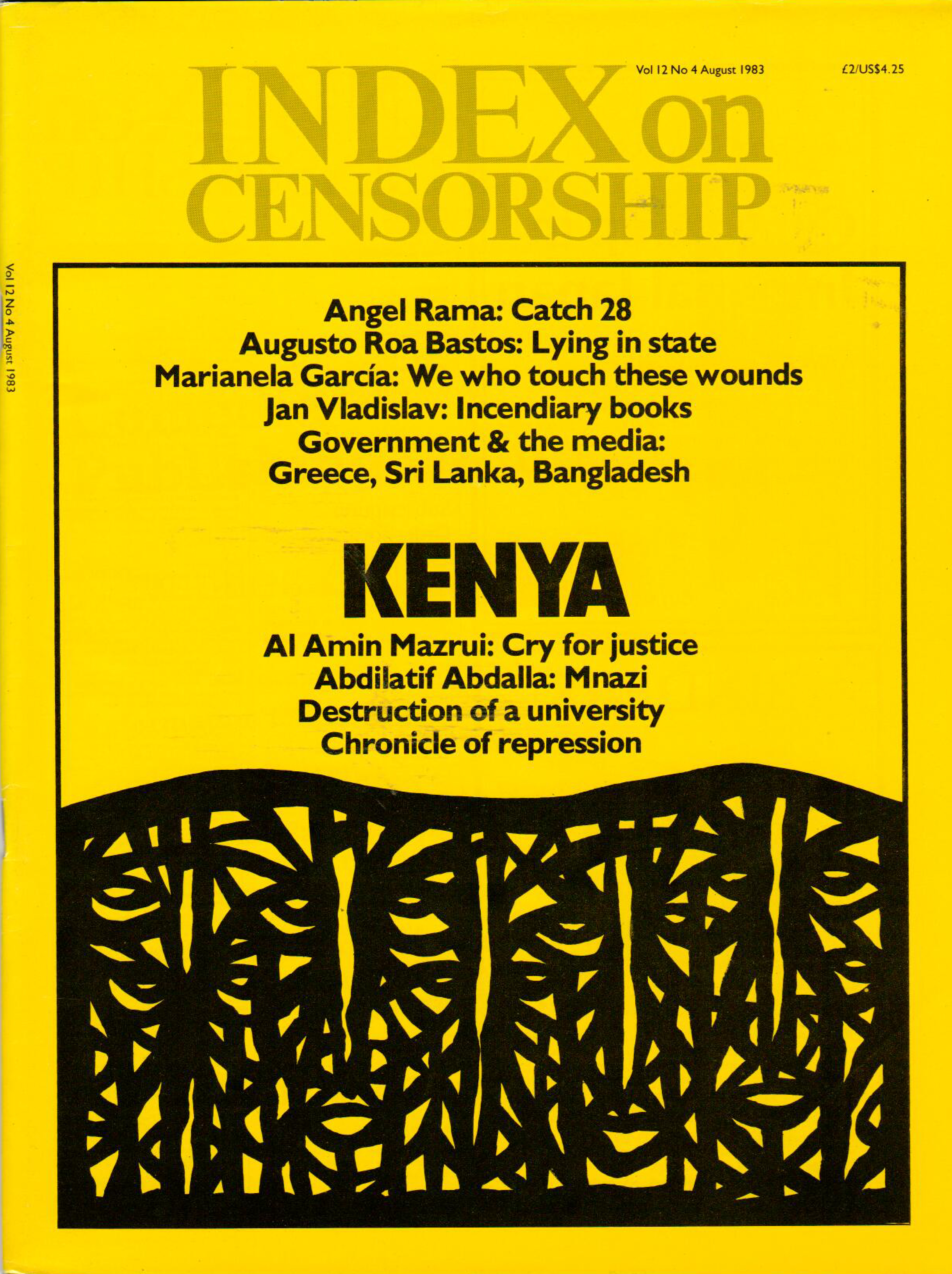 Censorship and Freedoms in Kenya, the August 1983 issue of Index on Censorship magazine.