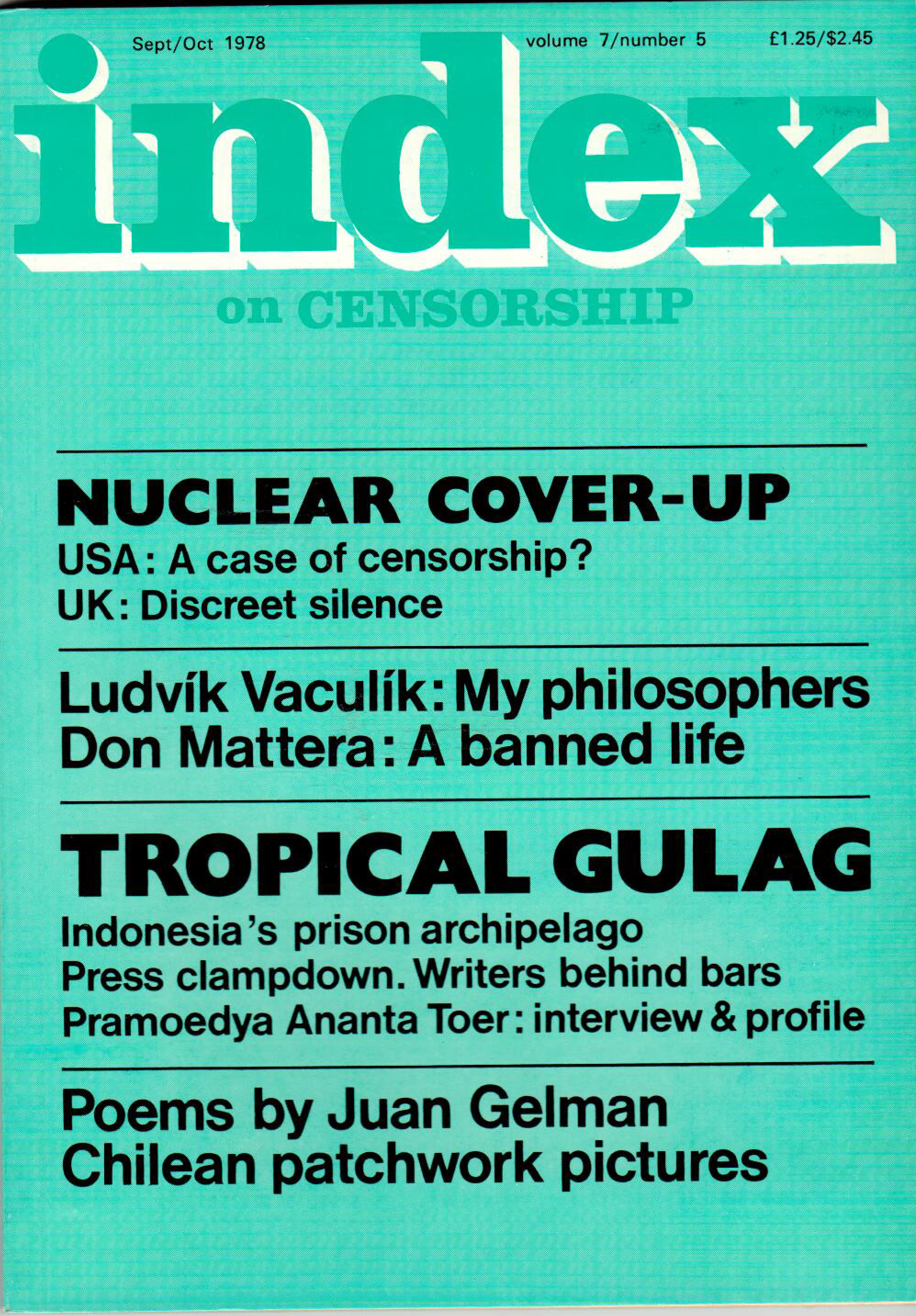 Nuclear cover-up, the September 1978 issue of Index on Censorship magazine