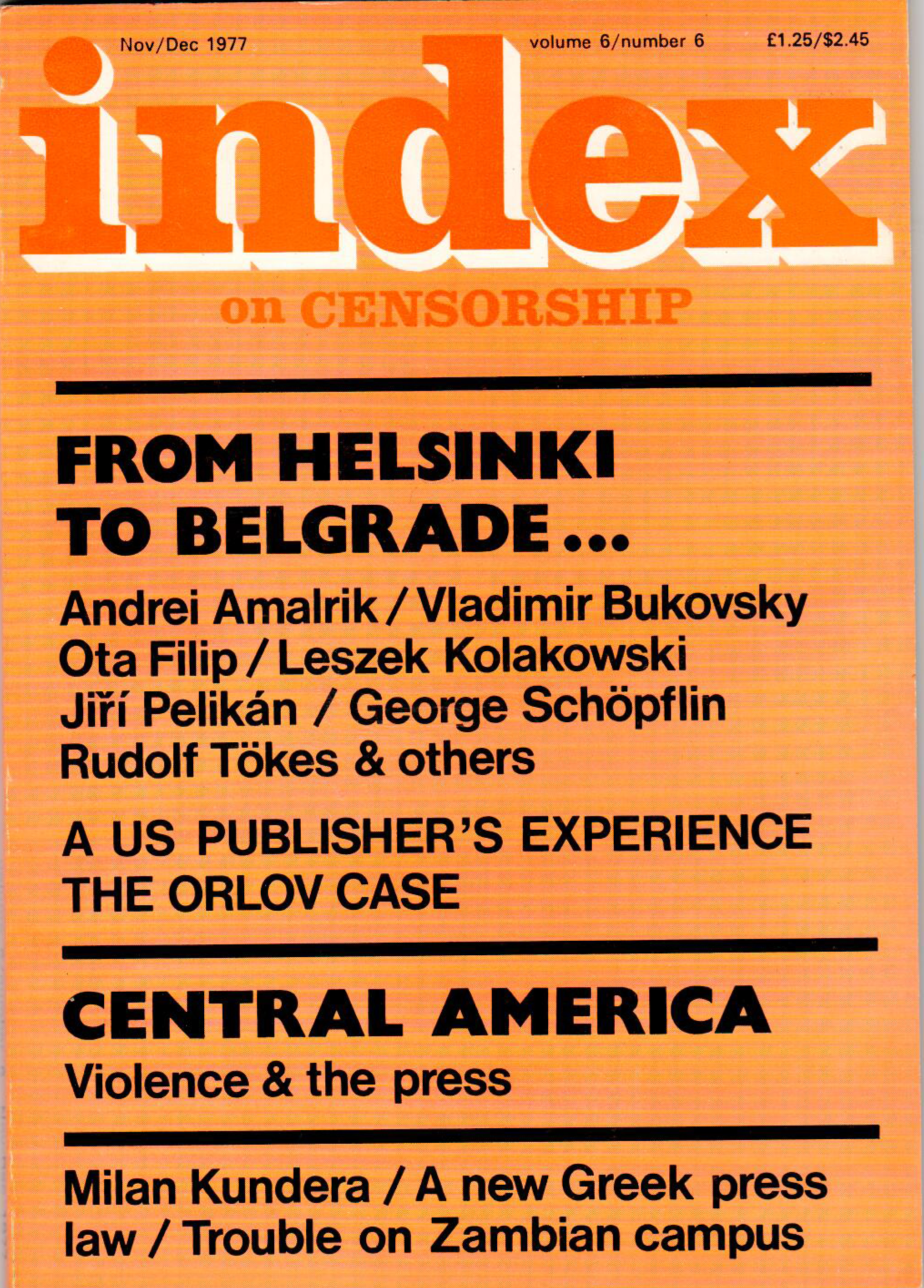 From Helsinki to Belgrade..., the November 1977 issue of Index on Censorship magazine