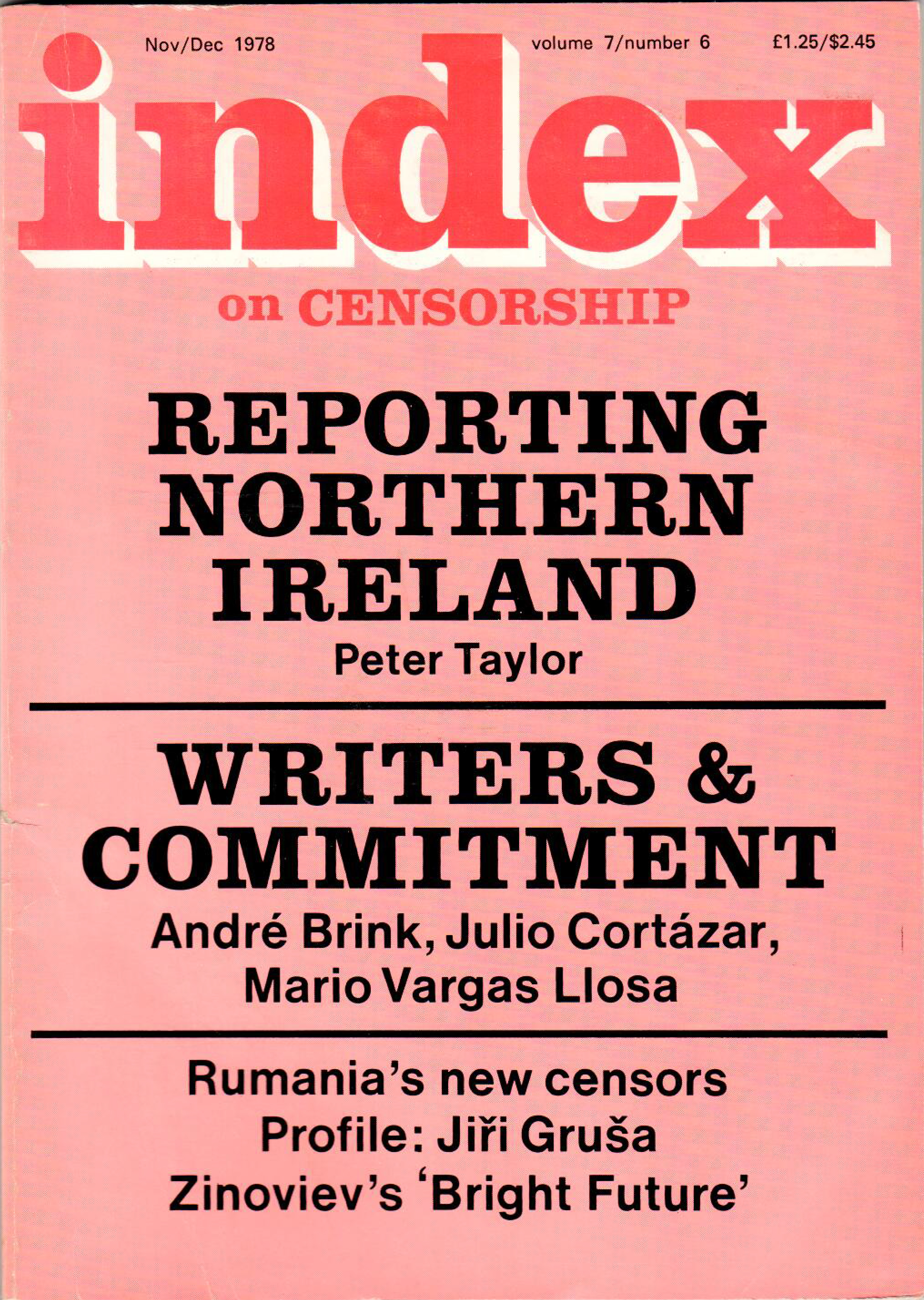Reporting Northern Ireland, the November 1978 issue of Index on Censorship magazine