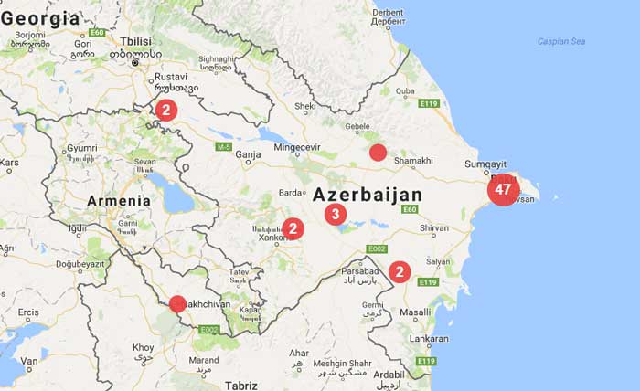 As of 14/7/2017, there were 60 verified press freedom violations in Azerbajian